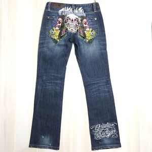 Christian Audigier Jeans with Skulls Spiderbaby